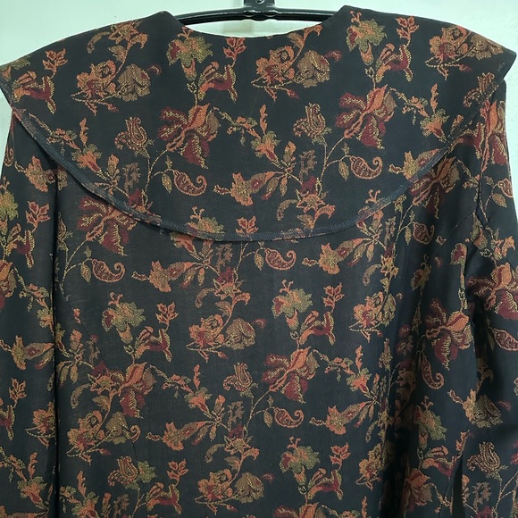 J. Jill Wool Floral Print Ruffle Collar Blazer, Size L - Picture 7 of 9